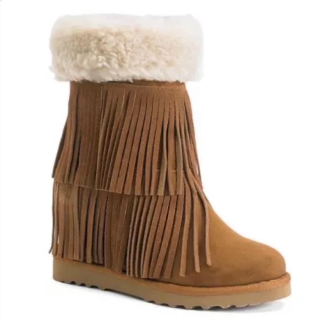 Madden Girl Sleet Fringe Wedge Boots Size 6m Nwob